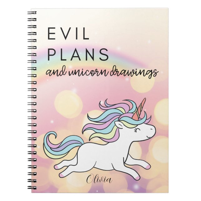 Cuaderno Esquemas y espárragos: Planes malvados y Unicornio (Frente)