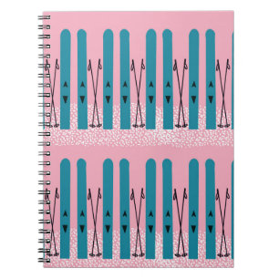 Cuaderno Esquí azul en portátil rosa