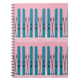 Cuaderno Esquí azul en portátil rosa