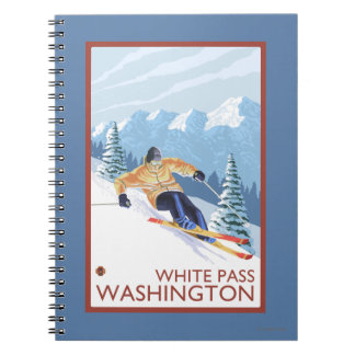 Cuaderno Esquí de nieve cuesta abajo - Paso blanco, Washing