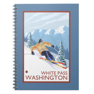 Cuaderno Esquí de nieve cuesta abajo - Paso blanco, Washing