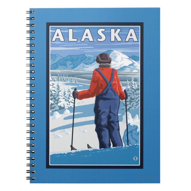 Cuaderno Esquí en Alaska Poster de Viajes Vintage (Frente)