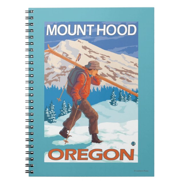 Cuaderno Esquiador con esquís de nieve - Hood de montaje, O (Frente)