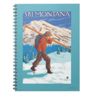 Cuaderno Esquiador con esquís de nieve - Montana
