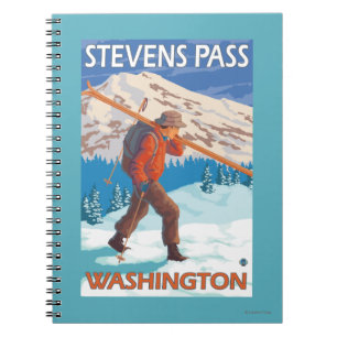 Cuaderno Esquiador con esquís de nieve - Paso Stevens, WA