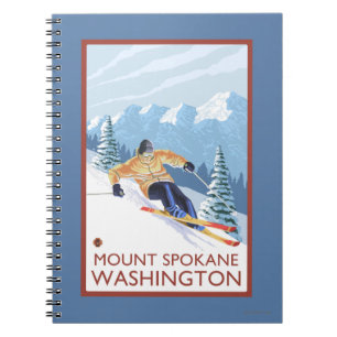 Cuaderno Esquiador de nieve cuesta abajo - Monte Spokane,