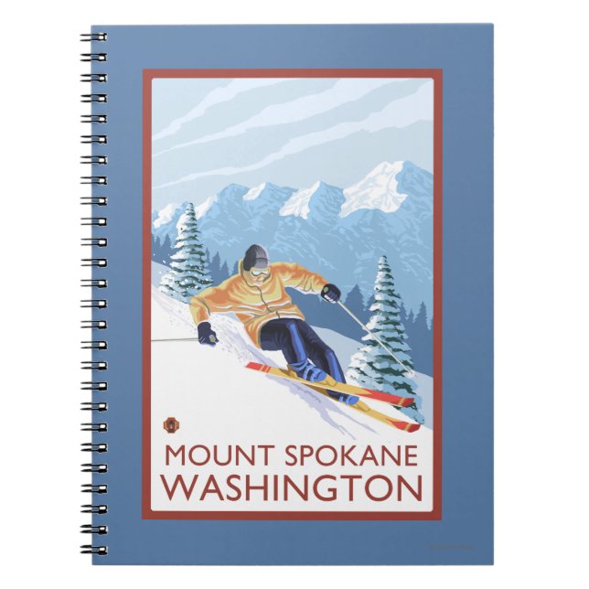 Cuaderno Esquiador de nieve cuesta abajo - Monte Spokane, (Frente)