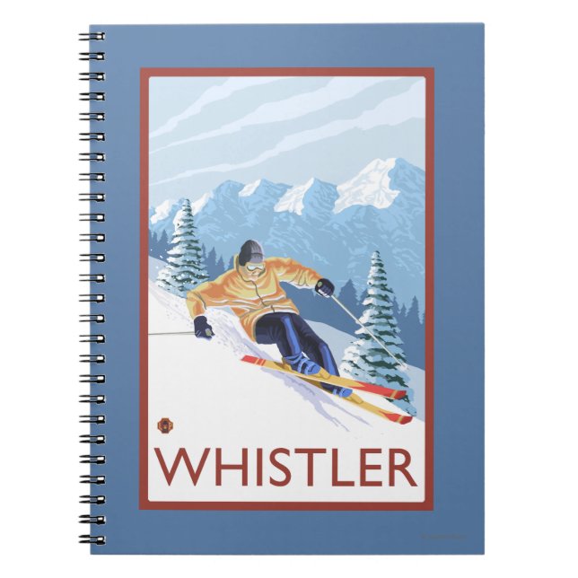 Cuaderno Esquiador de nieve cuesta abajo - Whistler, BC Can (Frente)