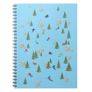Cuaderno Esquiadores alpinos esquiando cuesta abajo Azul pá