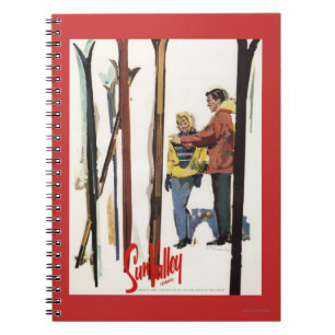 Cuaderno Esquíes de pie en nieve por Poster de pareja