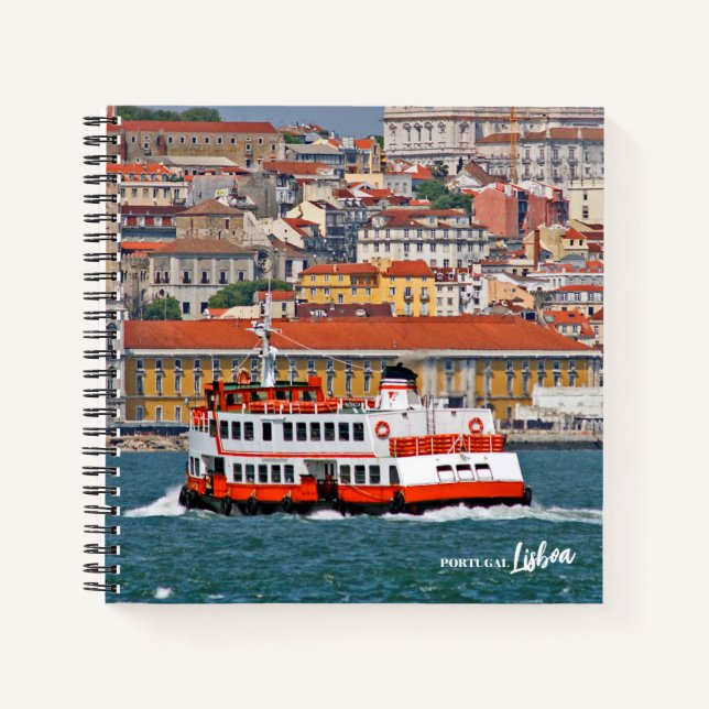 Cuaderno Esquina de Lisboa con el antiguo ferry en el río T (Anverso)
