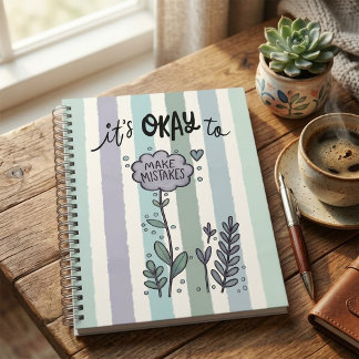 Cuaderno Está Bien Cometer Errores. Floral Pastel Rayado