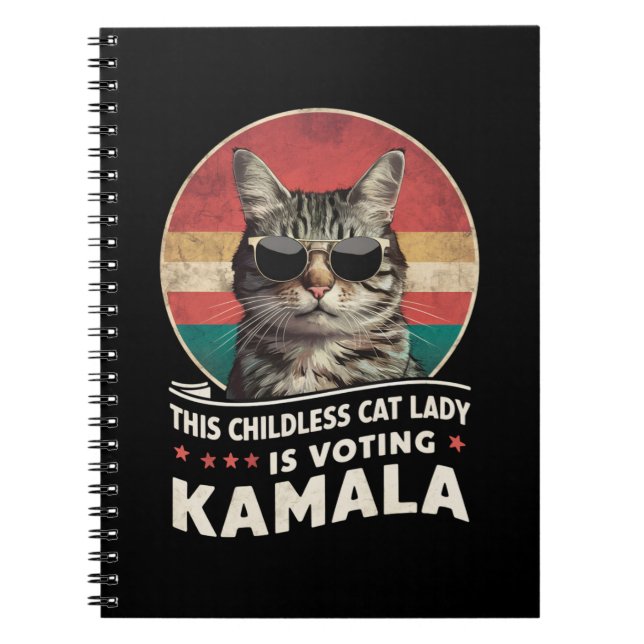Cuaderno Esta dama de gato sin hijos está votando a Kamala (Frente)