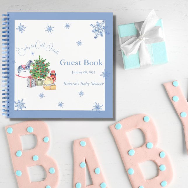 Cuaderno Está frío fuera de Navidades Blue Baby Shower Gues (Subido por el creador)