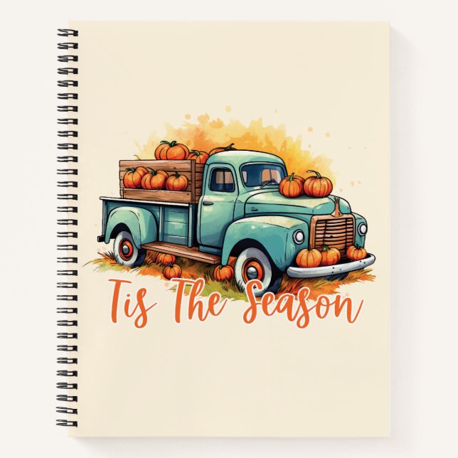 Cuaderno Esta temporada - Camión rústico con calabazas (Anverso)
