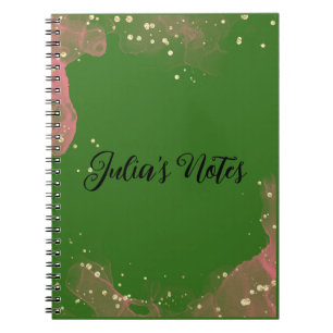 Cuaderno Estacionalidad de nombre personal rosa y verde