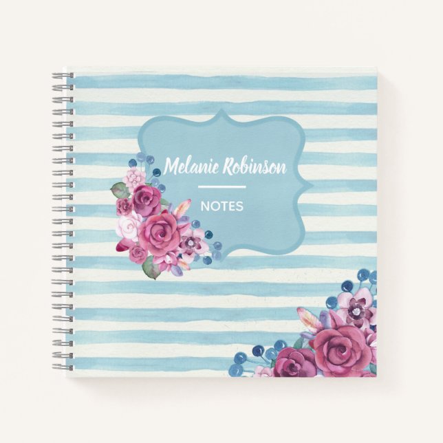 Cuaderno Estaciones florales y azules de bonito personaliza (Anverso)