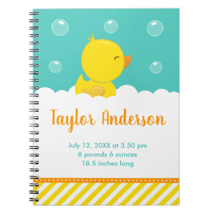 Cuaderno Estadísticas de Nacimiento Amarillo y Verde Pato d