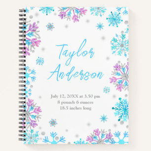 Cuaderno Estadísticas de nacimiento de copos de nieve púrpu