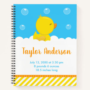 Cuaderno Estadísticas de Nacimiento de Pato de Goma Amarill