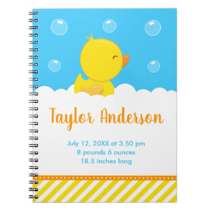 Cuaderno Estadísticas de nacimiento Rubber Ducky Amarillo y