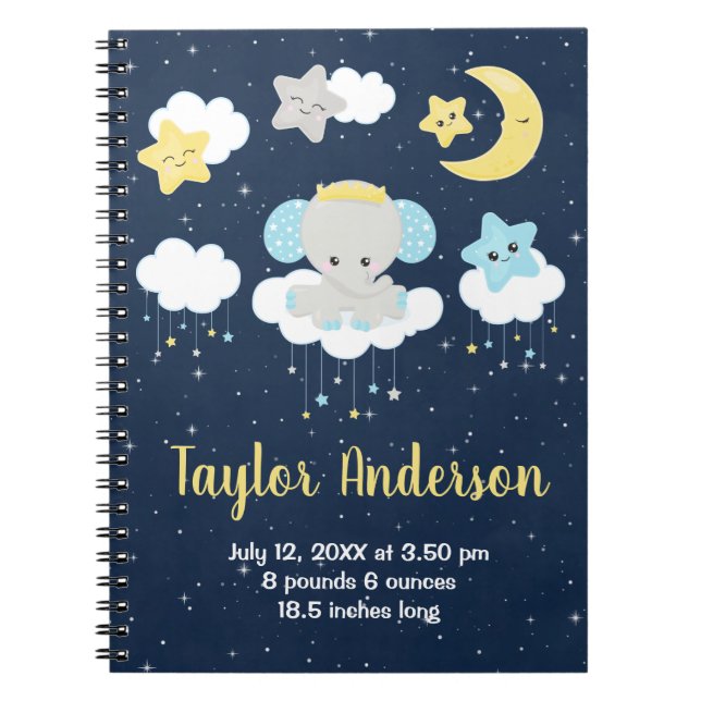 Cuaderno Estadísticas de nacimientos de niños elefantes de  (Frente)