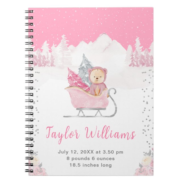 Cuaderno Estadísticas de nacimientos de oso rosa de inviern (Frente)