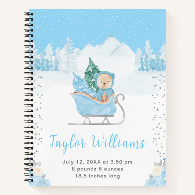 Cuaderno Estadísticas de nacimientos de Winter Bear Blue Sl (Anverso)