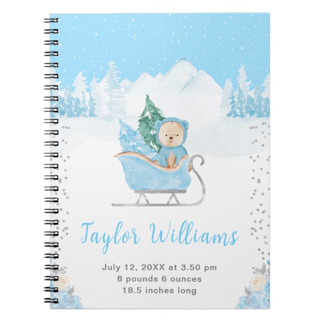 Cuaderno Estadísticas de nacimientos de Winter Bear Blue Sl (Frente)