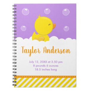 Cuaderno Estadísticas de nacimientos en amarillo y púrpura