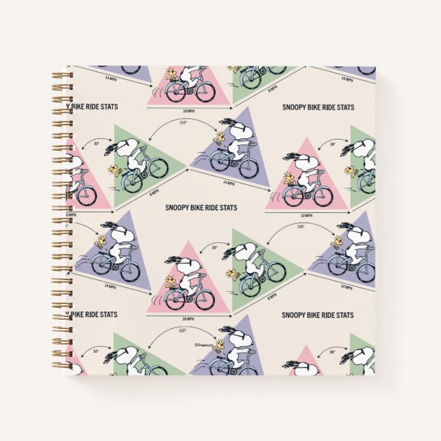 Cuaderno Estadísticas de paseo en bicicleta de Snoopy | Pea (Anverso)
