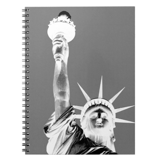 Cuaderno Estado blanco y negro de la libertad Nueva York (Frente)