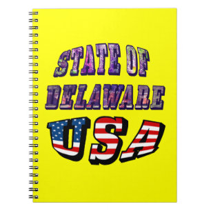 Cuaderno Estado de la imagen de Delaware y el texto de la b