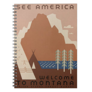 Cuaderno Estado de Montana: tribus indias, montañas, prader
