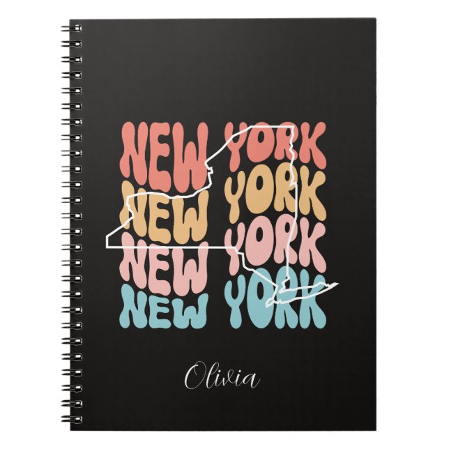 Cuaderno Estado retro de Nueva York - Personalizado (Frente)