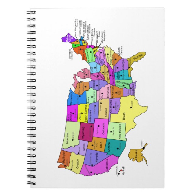 Cuaderno Estados Unidos etiquetados con mayúsculas (Frente)