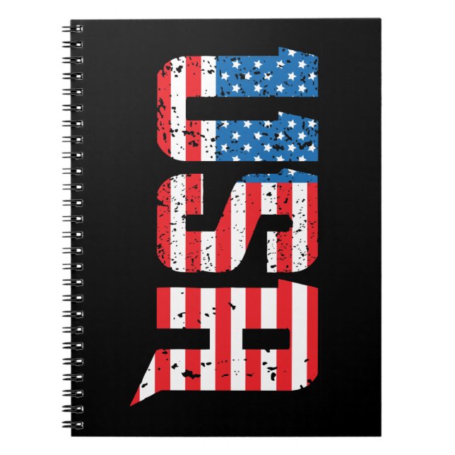 Cuaderno Estados Unidos patriótico en rojo, blanco y azul (Frente)