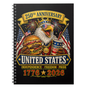 Cuaderno estadounidense 1776 2026 250º 4 de julio Día de la