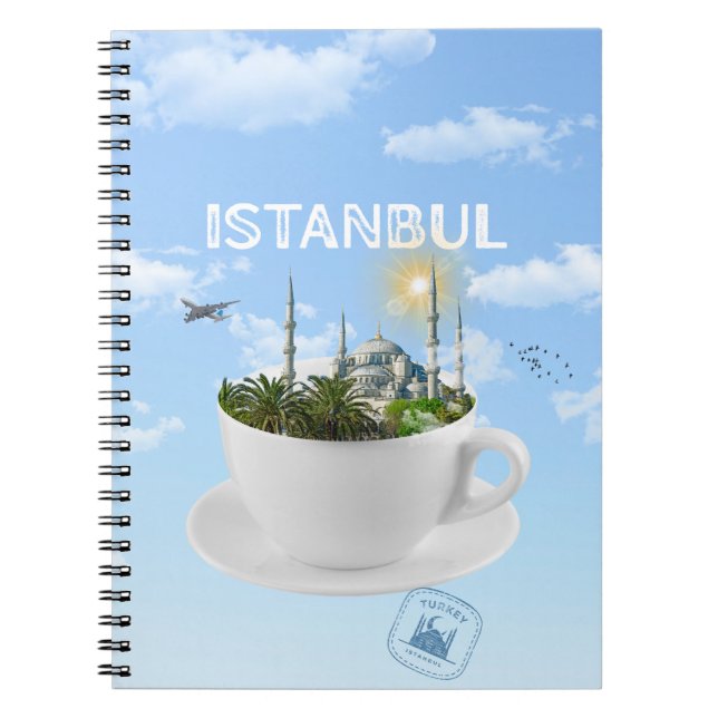 Cuaderno Estambul en una taza de té - Skyline - regalo turc (Frente)