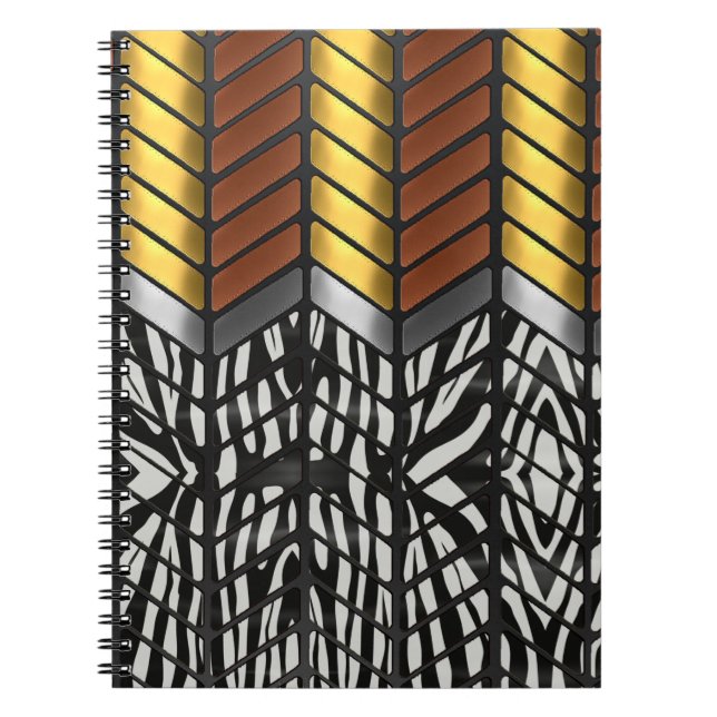 Cuaderno Estampa Animal de Cebra de Chevron Zigzag Moderno (Frente)