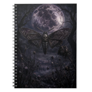 Cuaderno Estampa de arte lunar gótico de la polilla calaver