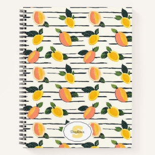 Cuaderno Estampa de fruta de mango coral amarillo en marfil