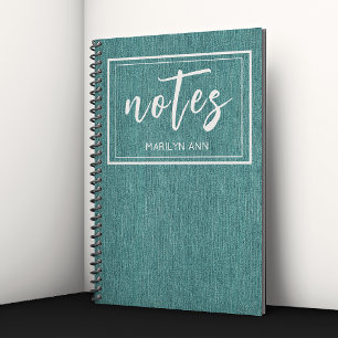 Cuaderno Estampa de mezclilla azul teal de moda clásica en