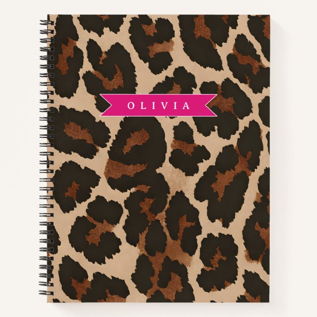 Cuaderno Estampado Animal Chic Personalizado de Leopardo Ro (Anverso)