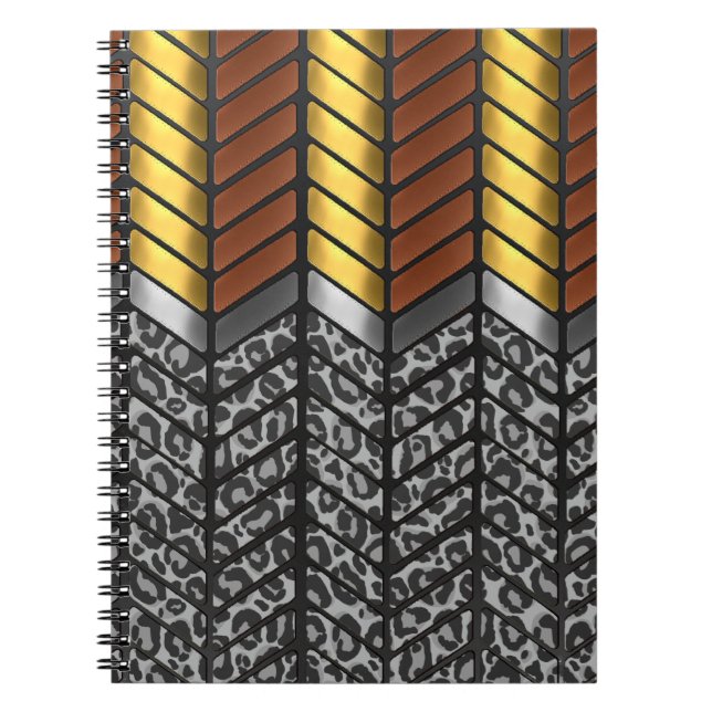 Cuaderno Estampado Animal de Leopardo de Nieve Chevron Zigz (Frente)