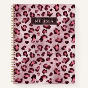 Cuaderno Estampado Animal Leopardo Rosa Con Nombres Y Hojal
