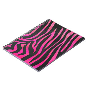Cuaderno Estampado cebra negro y rosa intenso