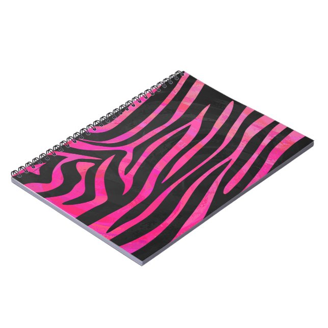 Cuaderno Estampado cebra negro y rosa intenso (Lado Izquierdo)