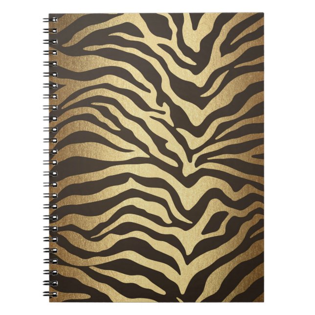 Cuaderno Estampado cebra Piel de animal Moderno Glam Oro (Frente)