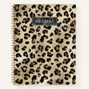 Cuaderno Estampado De Animal Leopardo Con Hojalata Negra Fa